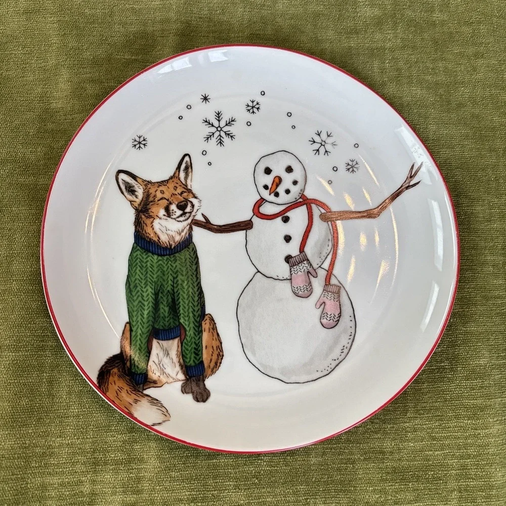 West Elm 2020 Rachel Kozlowski Christmas Dapper Animal Fox Salad Plate So Cute